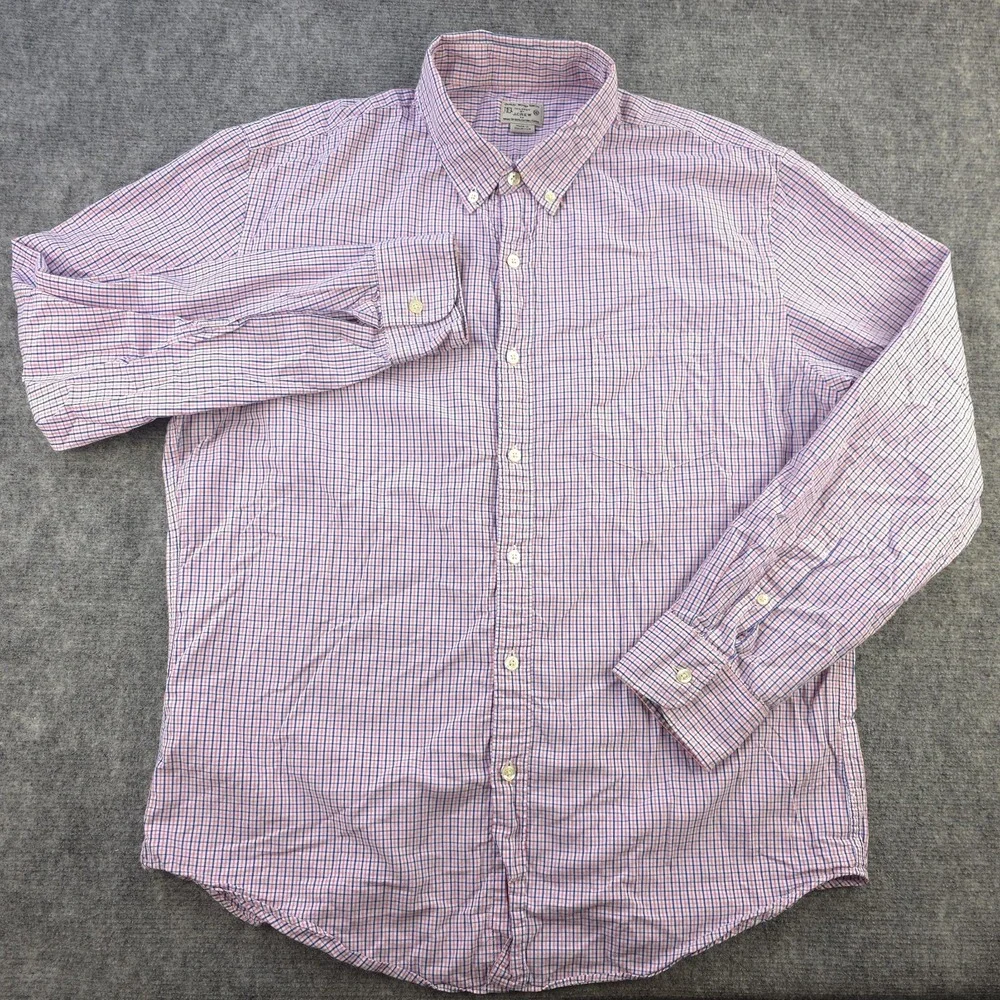 J Crew Shirt XL Pink Blue Check Long Sleeve Button Down‎ Cotton Pocket
